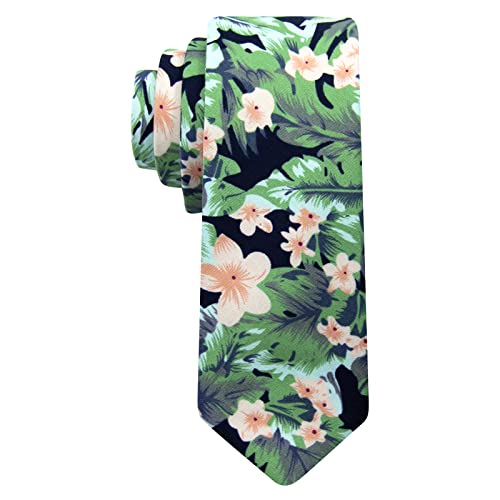 Mantieqingway Men's Cotton Floral Neck Tie 2.56'' Printed Skinny Tie, 01-pink Floral, M