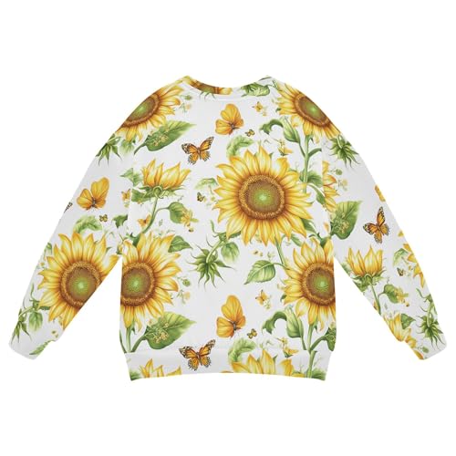 JUNZAN Cute Sunflower White Little Girls Sweatshirt Hoodie Crewneck Boys Sweat Shirt Camping 4T2