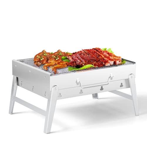 Portable Charcoal Barbecue Grill,UYOTBKEUB Stainless Steel Camping Grill for Travel, Outdoor Cooking and BBQ
