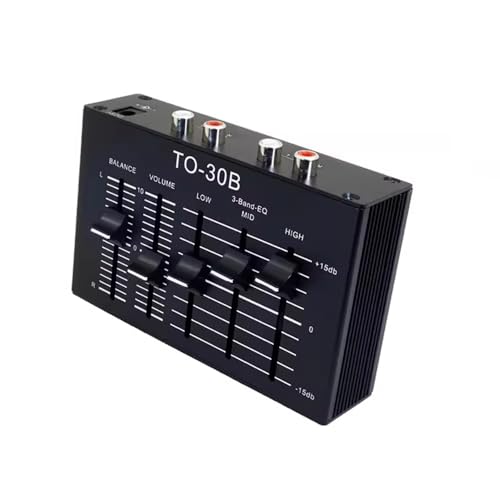 Ecualizador de Audio Estéreo con Controles de Graves, Medios y Agudos, Balance y Volumen, Entradas/Salidas RCA para Sistema de Cine en Casa, Tornamesa, Amplificador y Audio para Auto miniatura 1