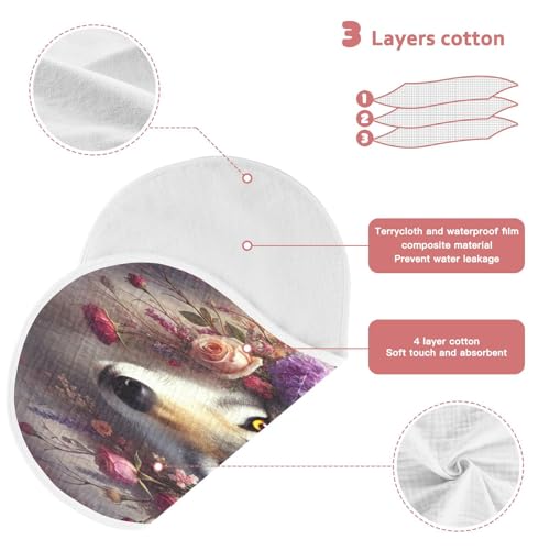 Floral Wolf Dusky Grey Baby Burp Cloths Absorbent Muslin Burp Cloths Soft Burp Cloth Burp Rags Cotton Burp Clothes for Girl Unisex Boy Newborn 1 Pack 22x11 Inches3