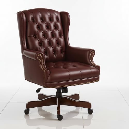 Image of High Back Office Chair |Leatherette & Wooden Chair |Height Adjustable & Tilt | Director & Executive Chair | Wooden with Polish | 5-Year Warranty & Free Assembly - (MSL-108)