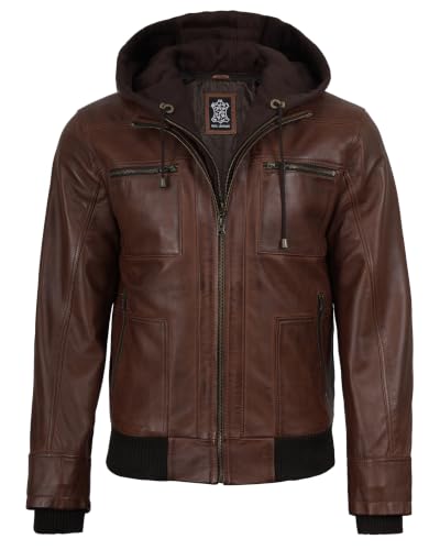 Image of Decrum Leather Jackets for Men with Hood