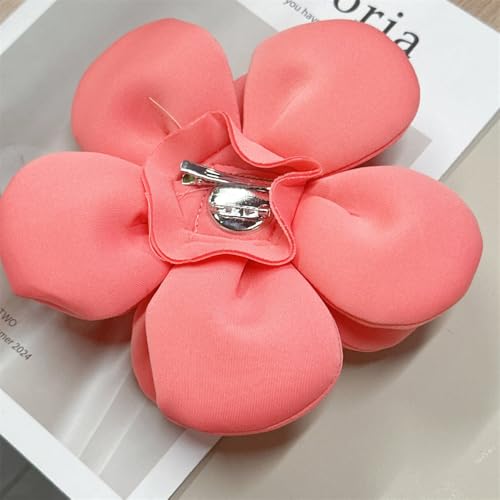 Image of Chunky Fabric Flower Brooch Pin for Women Girls Fashion Dainty Layered Rose Camellia Flowers Corsage Boutonniere Brooches Lapel Pins Elegant Wedding Holiday Party Dress Accessories Jewelry