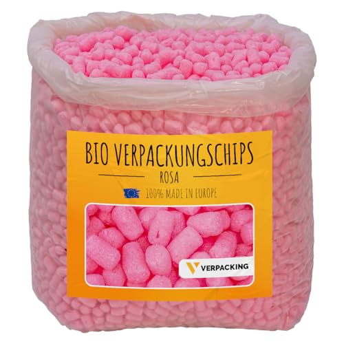 verpacking BIO Verpackungschips aus Maisstärke [Farbe & Menge wählbar] Füllmaterial für Pakete 25 Liter - Rosa