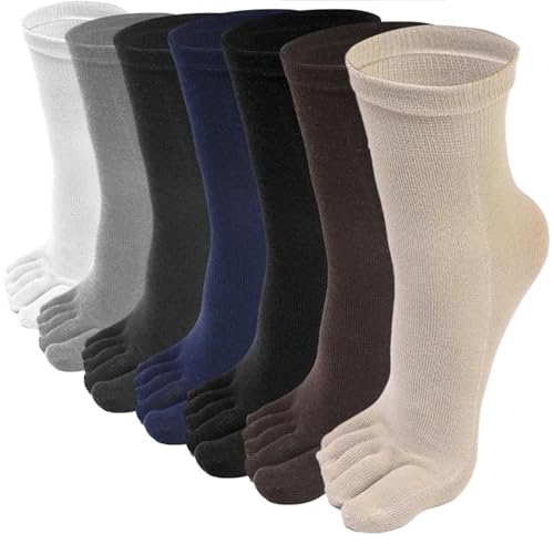 DVMSIEF Calcetines Con Dedos Calcetines con punta for mujer, transpirables, for las cuatro estaciones, cálidos, cinco dedos(Mixed color-7pairs)