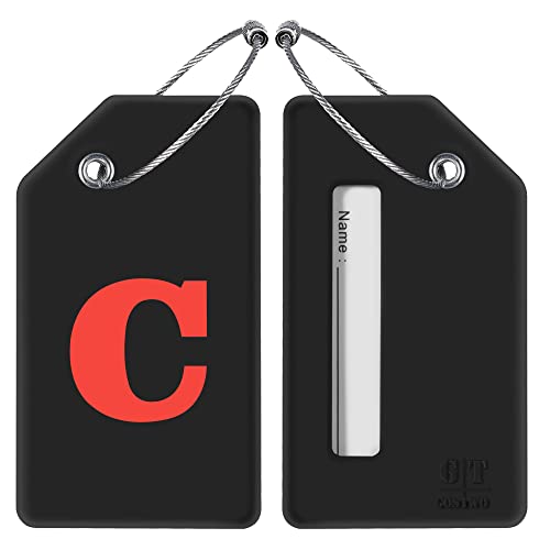 2 Pack Initial Luggage Tag, Silicone Luggage Tags For Suitcases With Privacy Name Card And Metal Loop For Travel Sports(C) #TOP1