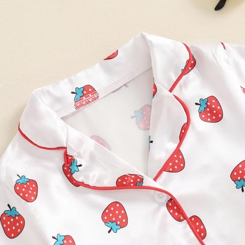 Toddler Girl Floral Pajamas Set Short Sleeve Button Down Shirt And Shorts 2Pcs Kids Pjs Loungewear4
