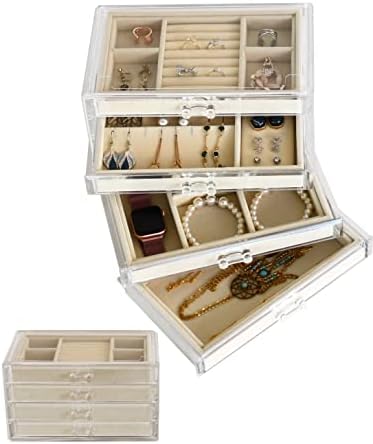 HerFav Acrylic Jewellery Box with 4 Drawers