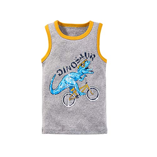 Image of benetia Toddler Baby Boys Cotton Sleeveless Tank Top Cartoon Dinosau Undershirts Kids 18 Months- 8Years 3-Pack