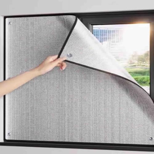 Película de protección solar para ventana, lámina aislante de aluminio con ventosa para oficina en casa, garaje, solárium, reflector de calor para rayos UV y reducción de calor