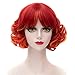 Girls Short Curly Wig Red, MQ Color Wavy Short Wigs for Women 12 Inch Lolita Wigs Christmas Gift Cosplay Costume Xmas Party Wig Fluffy Synthetic Charming Heat Resistant Ombre Wigs (Red)