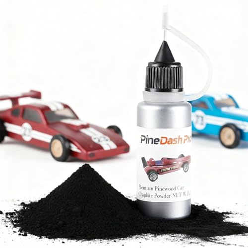 pinedash pro Graphite Powder 0.5OZ for Pinewood Car, Dry Graphite Lubricant Powdered Lube, for Door Hinge Lubricant, Lock Graphite Spray, Compatible with Derby Car Weights Kits Wheels Axles