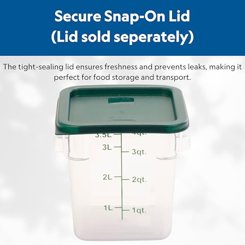 Image of FSE Square Food Container, 4 Quart, Polycarbonate, Reusable, Clear, NSF, (LID SOLD SEPARATELY)