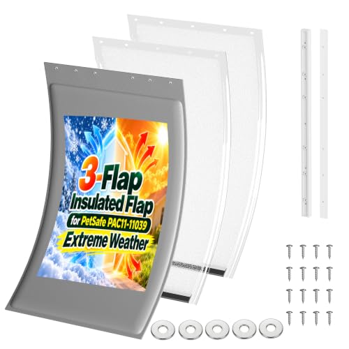 3-Flap Large Insulated Dog Door Flap for PetSafe PAC11-11039, Frosted
