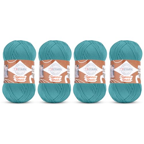 Troyarn Summer Stretch Acrylic Yarn for Crocheting - 4 Skeins