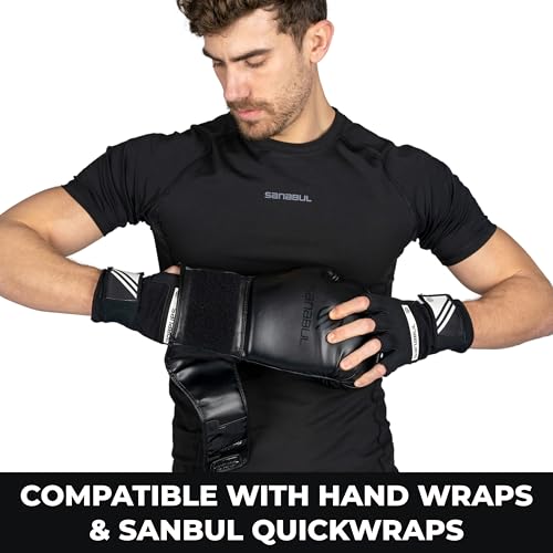 Sanabul 50042 Essential Gel Boxing Gloves | Kickboxing Gloves For Men & Women | Boxing Training & Sparring Gloves Muay Thai And Heavy Bag Training All Black thumb #6