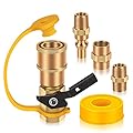 Blasoul 1/4" Quick Connect Propane Hose Adapter For RV To Grill or Cooking, Connecting RV To Any Propane Source, Includes 1/4" Female Shutoff Valve &Full Flow Plug & 1/4" Male NPT &1/4" Female NPT