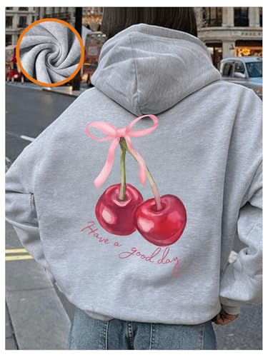 SweatyRocks Girl's Cherry Graphic Hoodie Long Sleeve Cute Hooded Sweatshirt Fall Outfits4
