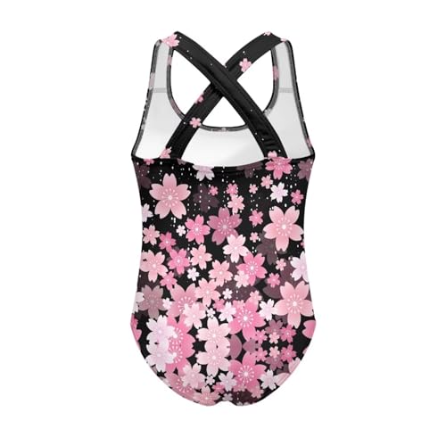 Image of Girls One Piece Swimsuits Summer Quick Dry Crewneck Beach Bathing Suit Cross Shoulder Strap Swimwear 5-14 Years