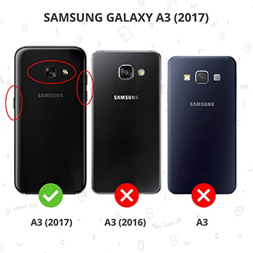 Samsung Coque Folio à Rabat pour Samsung Galaxy A3 2017 - Doré/Orange Fluo