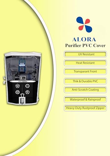Image of Alora Water Purifier Cover Compatible with Kent Supreme Black - PVC with Transparent Front & White Border | Waterproof & Dustproof and Scratch Resistant. (53.5x39x25.5 cm)
