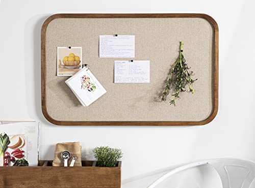 Kate And Laurel Hutton Transitional Pinboard, 20 X 30, Rustic Brown, Radius Rectangle Wall Organizer With Fabric Pinning Surface #TOP1