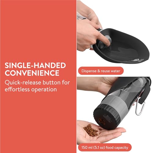 Healthy Hounds Portable Dog Water Bottle for Walking, Travel | 600ml (20.3oz) Leak-Proof Pet Water Dispenser | Black Dog Travel Accessories & Essentials - Image 3