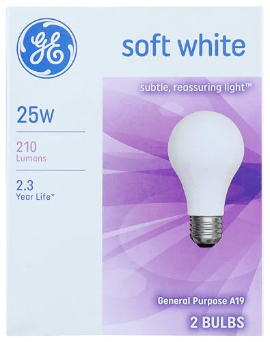 GE Lighting Ge Soft White Light Bulbs 25 W 210 Lumens A19 Med Base 4-1/4 In. Pack / 2