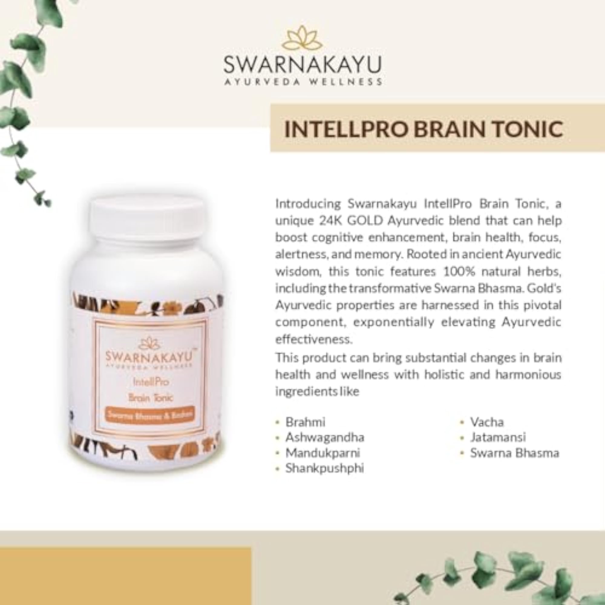 Swarnakayu 24K Bhasma Brain Supplements with Ashwagandha