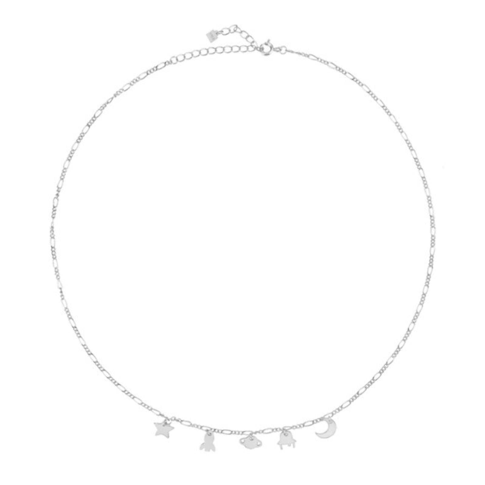 925 Sterling Silver Gold Moon Star Global Charm Girocollo Collana A Catena Lunga Rock Punk Gioielli da Donna Regalo di Nozze