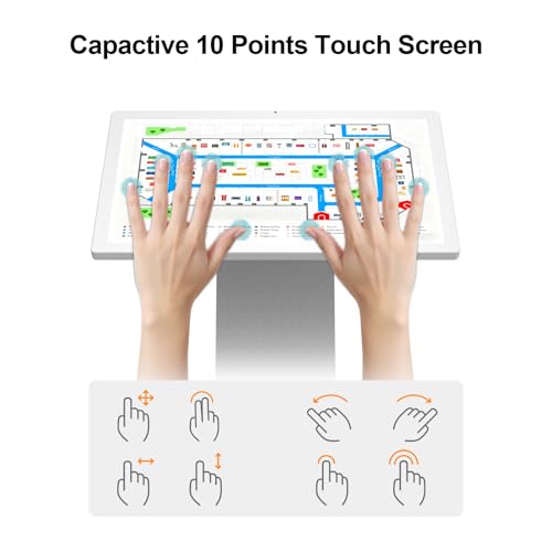 Image of 27 Inch Touch Screen Kiosk, 10pt PCAP Capactive Touch Screen Digital Signage, Windows OS K-Style Indoor Digital Signage, Interactive LCD Display Signage, U-Disk Publish Content, Split Screen