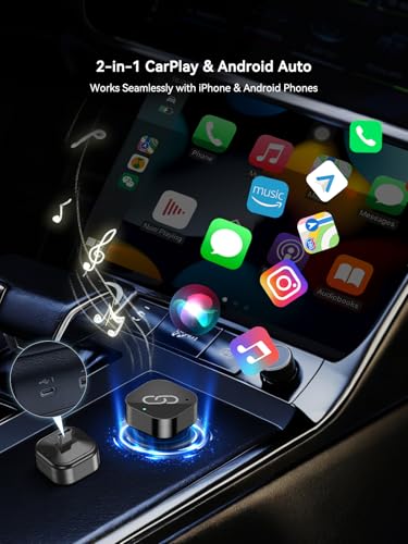 Hyphoon 2-in-1 Wireless CarPlay Adapter USB C for Factory Wired CarPlay and Android Auto, 5GHz WiFi Bluetooth 5.0 Auto Reconnect, Low-Latency Dongle, Black — view 2