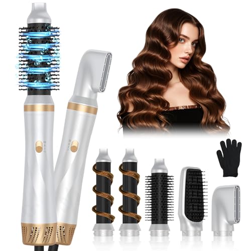 Bwaliffury Set Cepillo de Aire Caliente, Cepillo Secador de Pelo 5 en 1, Air Styler Set 5 en 1, Secador Moldeador Cepillo Alisador 1000W, Tecnología Ion, 5 Accesorios, para Seca, Alisa, Volumen