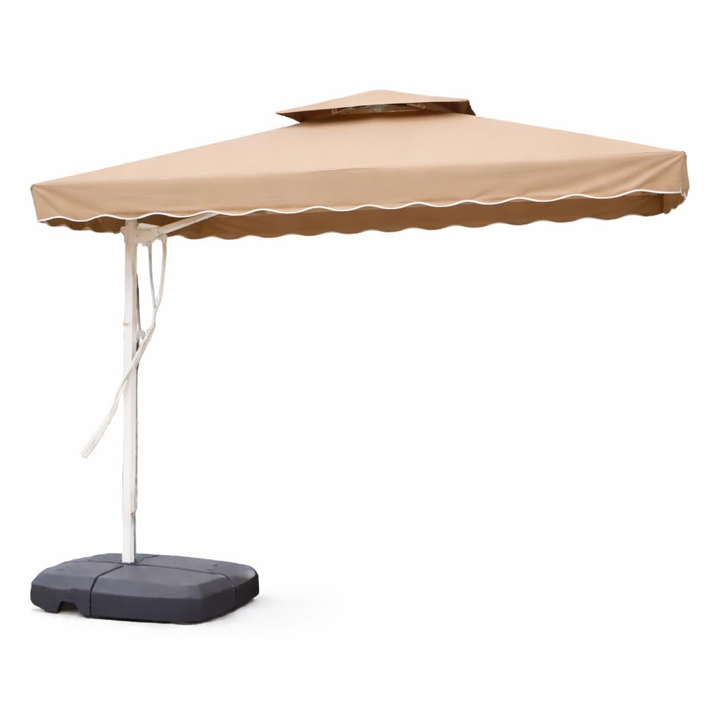 13FT Cantilever Side Pole Patio Umbrella with Heavy Duty 60Kg Water Base | Large Round Outdoor Garden Umbrella for Terrace, Poolside, Cafe & Lawn | Waterproof UV-Resistant Premium Sun Shade-image-45