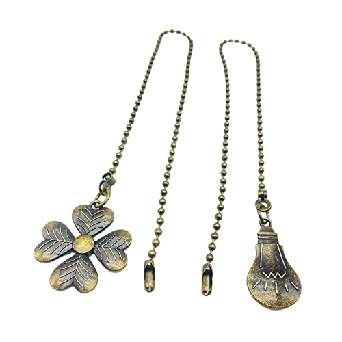 Image of Fan Pull Chain Extension Set, 2 Pack 18 Inch Metal Beaded Pull Chains with Connector for Ceiling Fan and Lamp Switch Replacement, Brown
