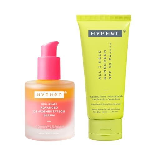 Image of Hyphen Sun & Pigmentation Protection Combo | Dual Phase De-pigmentation Serum with 4% TXA | Corrects & prevents pigmentation | In-Vivo Tested SPF 50 PA++++ with New Gen UV Filters | Lightweight & Non-Sticky