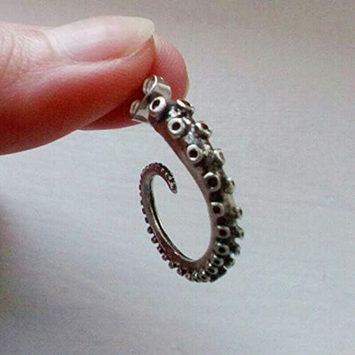 Miniatura 5 de Secret for Longevity Conjunto de regalo de joyería de collar y aretes de pulpo gótico steampunk en tono plateado, Metal