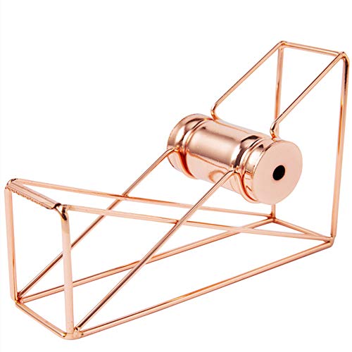 Dispensador de cinta de escritorio - Oro rosa Hierro forjado Metal Asiento multiprop�sito Cortador de escritorio autom�tico Organizador de almacenamiento Titular Papeler�a oficina Luz Lujo Hogar