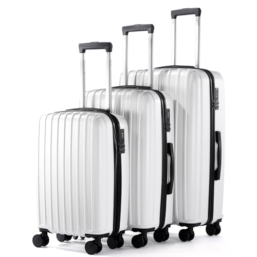 UrbanExplorer 3-Piece ABS+PC Luggage Set (20/24/28") White