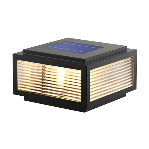 JHOTEC Solar Large Outdoor Post Light 20X20 in, Dusk Till Dawn Solar Column Light,No Wiring Required Electricity Cost Column Lamp,Garden Light,IP54 Waterproof, Base E26 Dual-Purpose,LED Post lamp