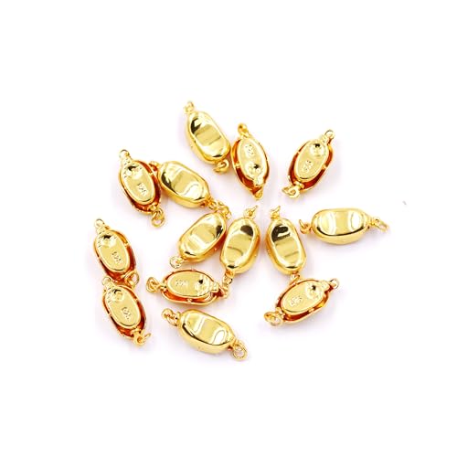 Cierres ovalados para hacer joyas y reparar collares, pack de oro de 18k 2