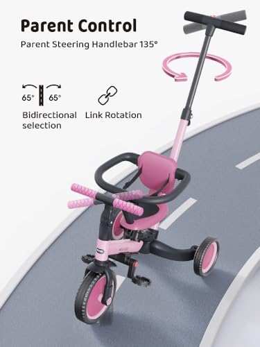 image for newyoo Tricycle for Toddlers 1-3, Toddler Bike, 5 in 1 Trike with Push