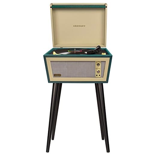 Crosley CR6231D-GR Sterling Portable Turntable with Aux-In and Bluetooth, Green & Cream