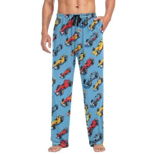 Hippie Vintage Racing Cars Pajama Pants Race Car Flag Lounge Sleepwear PJs Men's Pajama Bottoms Lightweight Sleep Pants M3