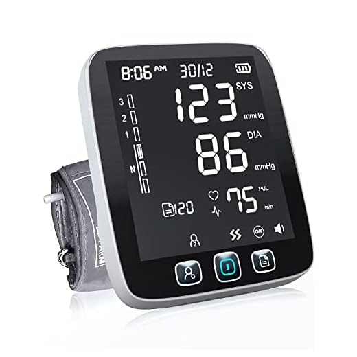 LAZLE Blood Pressure Monitor - Automatic Upper Arm Machine & Accurate Adjustable Digital BP Cuff Kit - Largest Backlit Display - 200 Sets Memory, Includes Batteries, Carrying Case