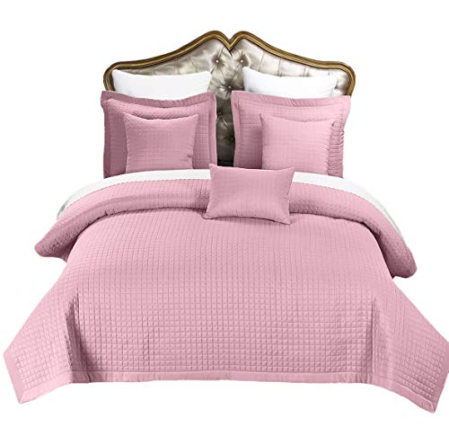 Royal Hotel 3PC Queen Coverlet Set – Soft Quilted Checkered Bedspread, Lightweight Filled Quilt, Breathable Plush Bedding