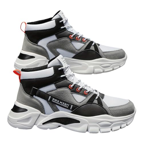 Men's High-Top Thick-Soled Dad Shoes, Letter Patch Walking Skateboard Sneakers Casual Shoes Men's Shoes