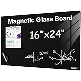 AFMAT Rahmenlose Glas-Magnettafel 60x40 cm, Premium Glas Magnetboard Whiteboard, Hochglänzend, Magnettafel für Wand-Inkl. Magnete, Stift & Tafellöscher, Whiteboard für Büro,Küche,Wohnung, Schwarz,GB05