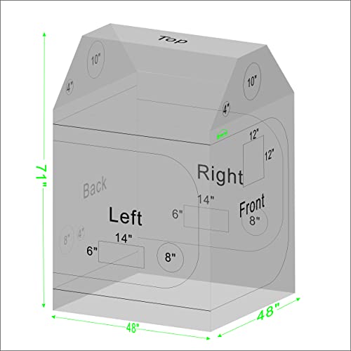 Green Hut 4X4 Grow Tent, 48"X48"X72" Roof Cube Plant Grow Tents With Observation Window And Floor Tray For Indoor Plant Growing Seedling #TOP2